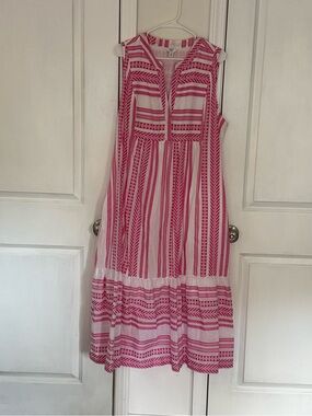 Sleeveless Pink Striped Midi Dress